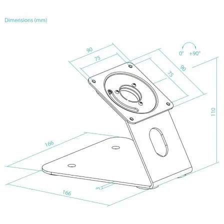 TooQ Soporte de Mesa y Pared para Tablet o Marco Antirrobo TQATWM3401-B, Negro, VESA 75x75, Compatible hasta 3 kg, Material Acero